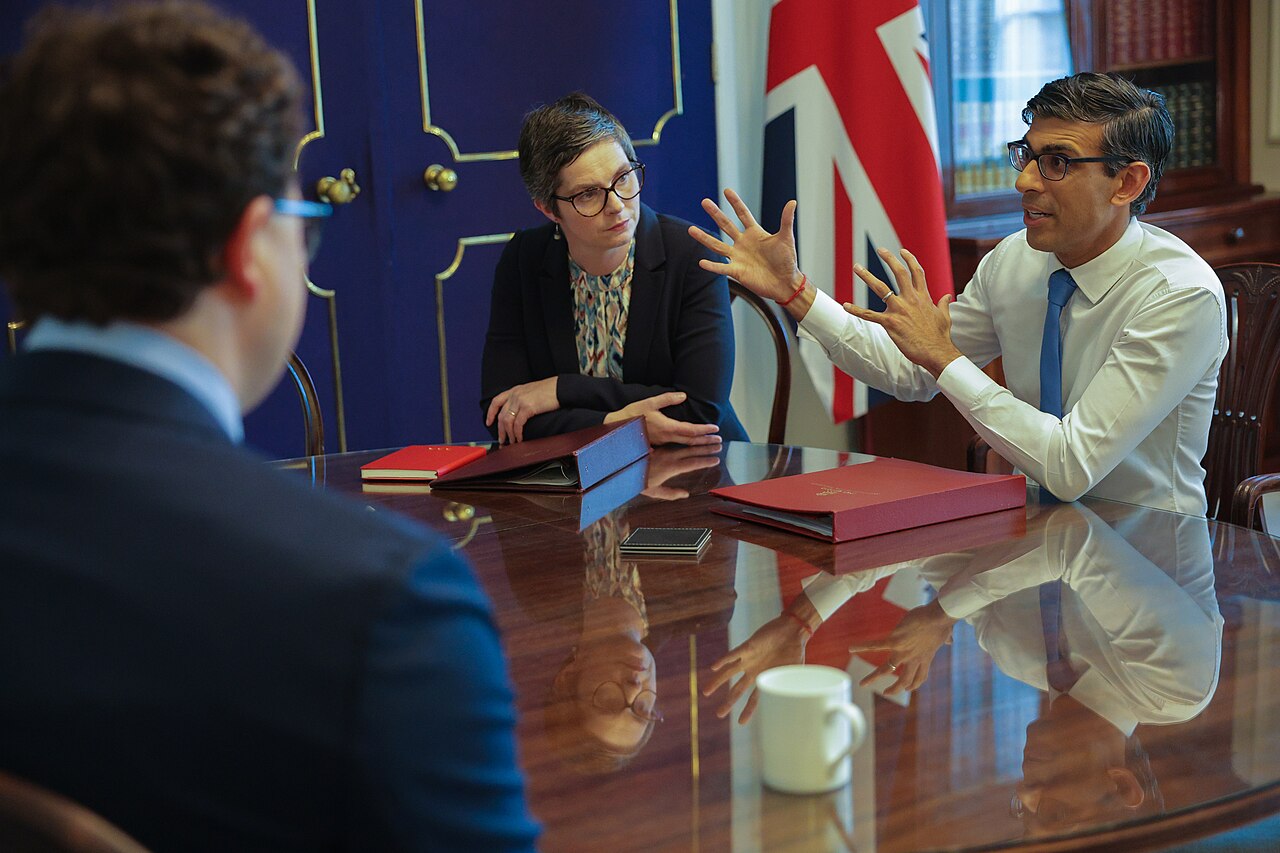 UK Prime Minister Rishi Sunak in a meeting with AI company leaders at 10 Downing Street in May 2023
